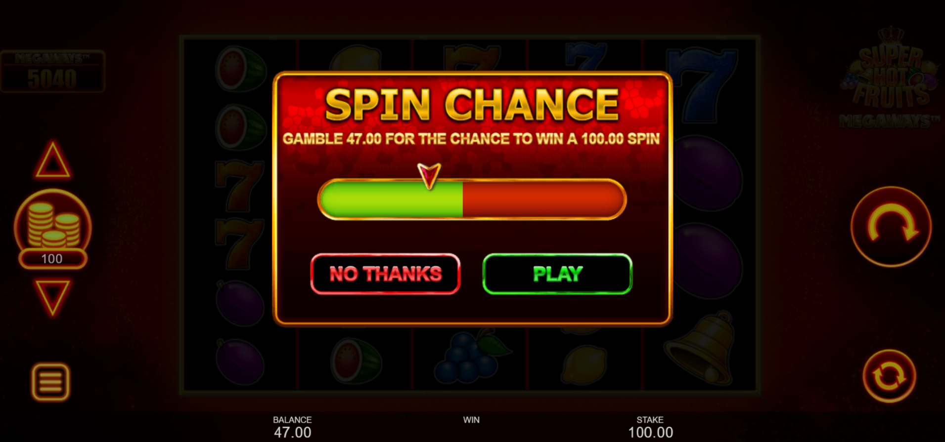 Spin Chance στο του Super Hot Fruit demo